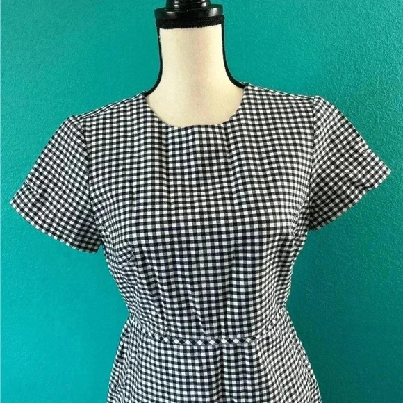 J crew Sheath dress in gingham bi-stretch cotton in size 8 - Picture 3 of 7